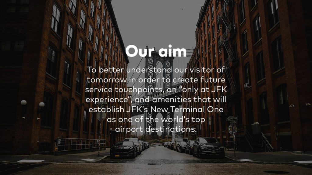 London design agency Our aim text with N Y background