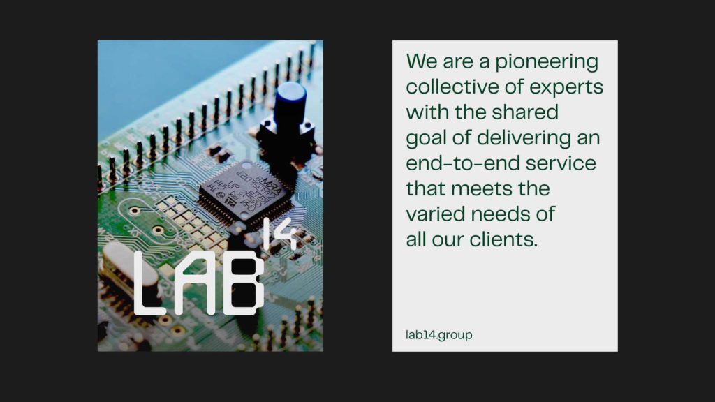 London design agency LAB 14 Brand assets poster circuit board
