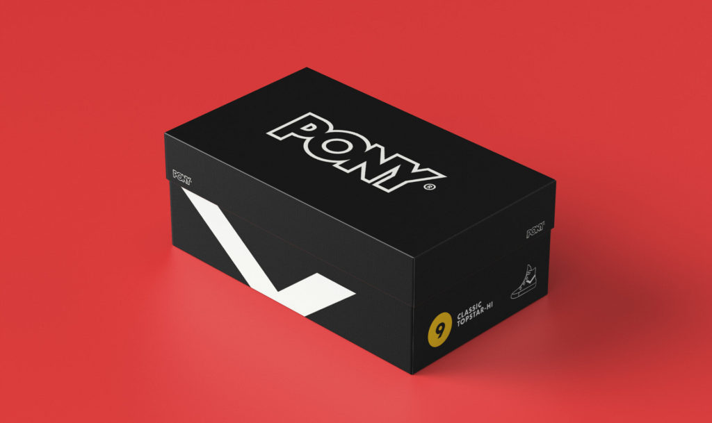 London design agency Pony Branding Product Shoe box
